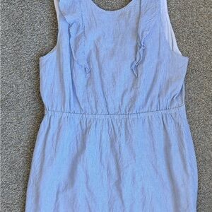 J. crew Blue and White Striped shift Dress with ruffle detail ladies 18